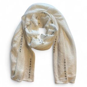 Women's White Sheer Scarf with Crystal Accents